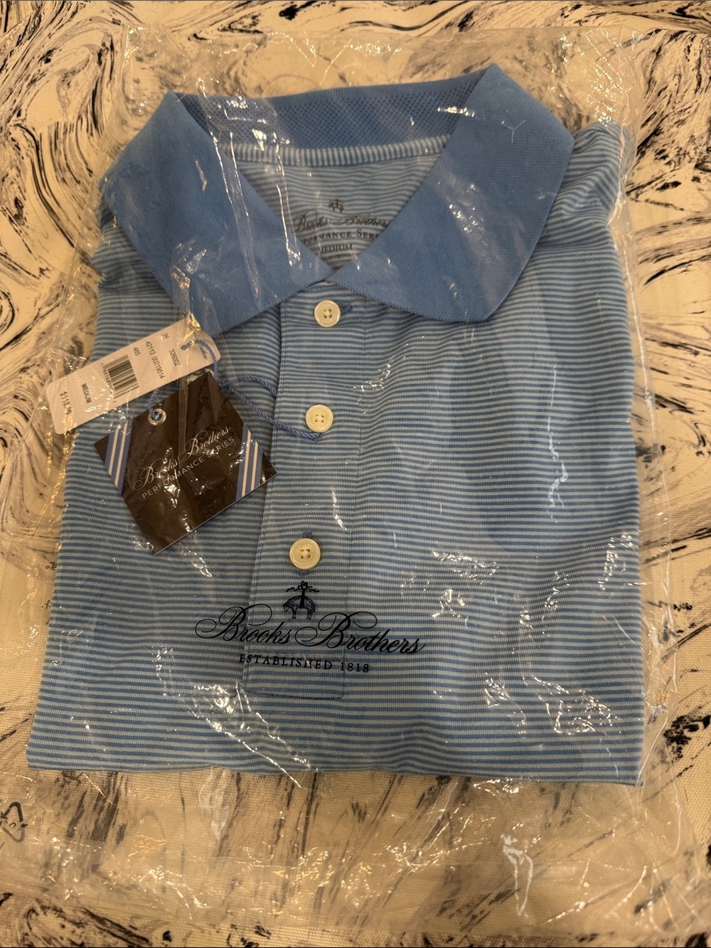 Brooks Brothers Light Blue & White Striped Men's Polo NWT